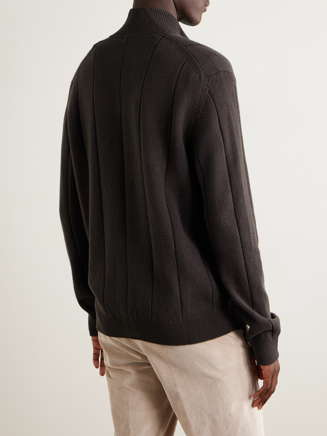  Eleventy - Ribbed Wool Zip-up Cardigan - Men - Brown - S 