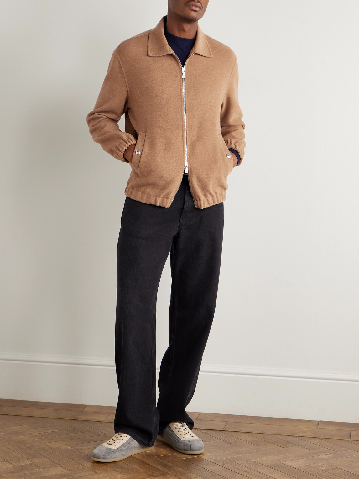 Eleventy Wool-felt Bomber Jacket In Neutral