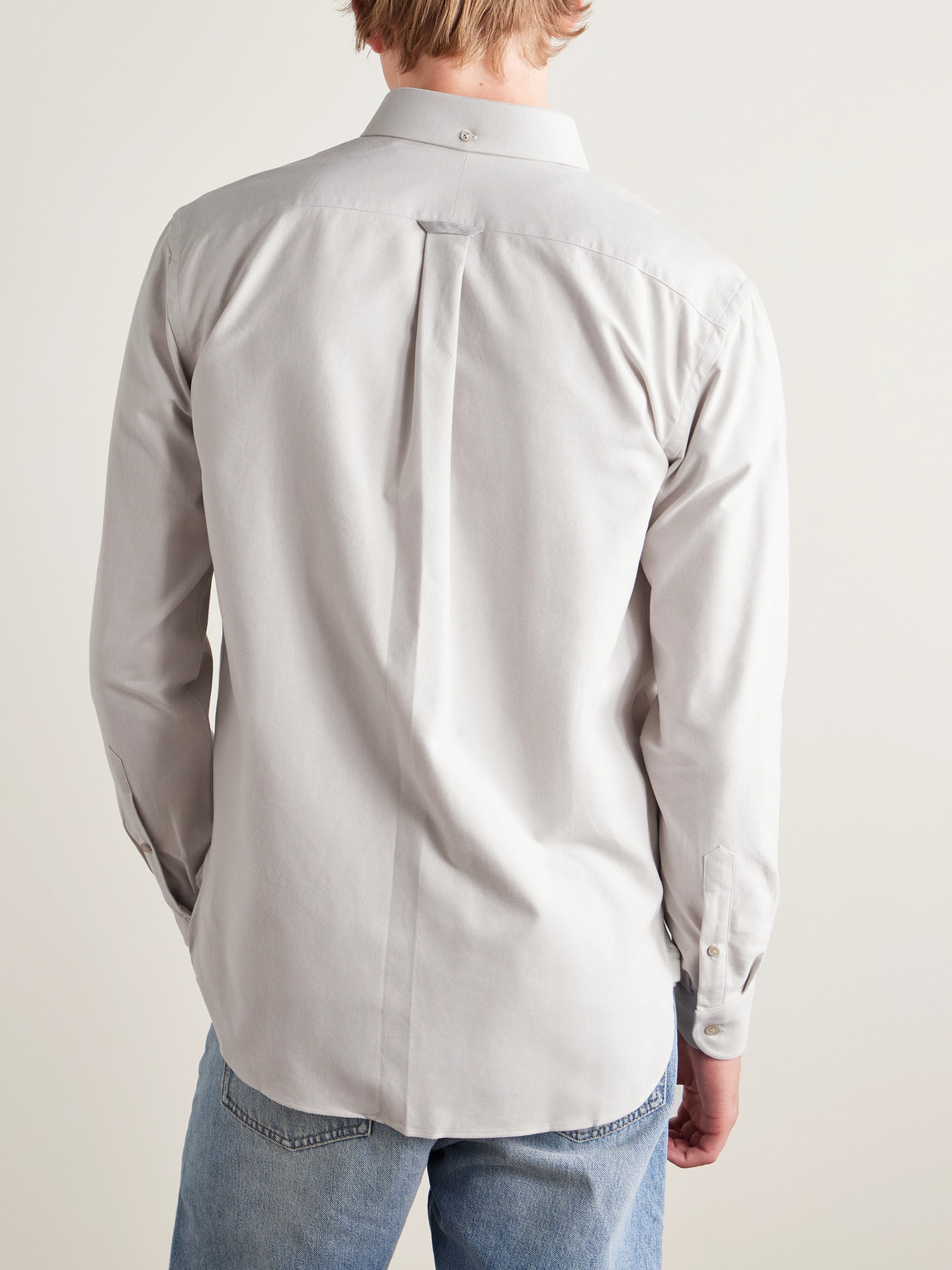 Eleventy Button-down Collar Cotton Oxford Shirt In Neutral