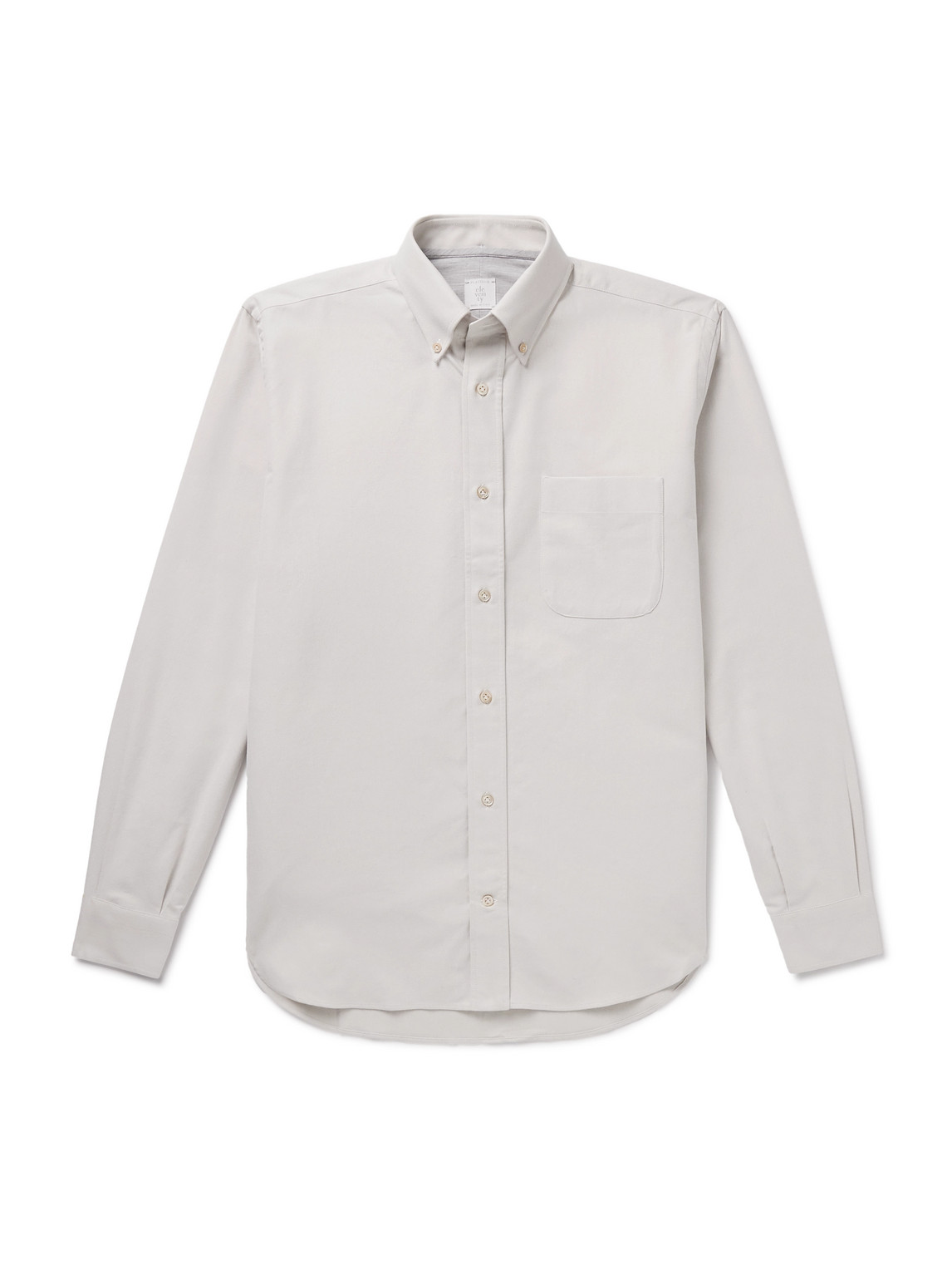 Eleventy Button-down Collar Cotton Oxford Shirt In Neutral