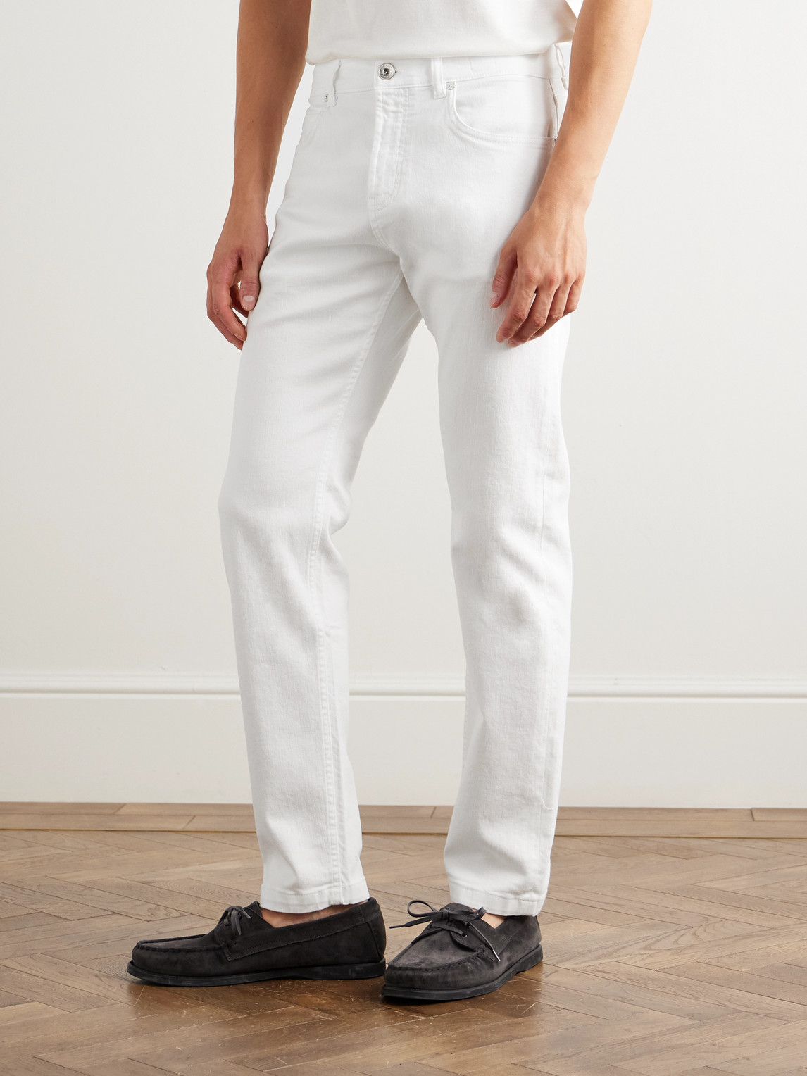 Eleventy Slim-fit Straight-leg Jeans In White