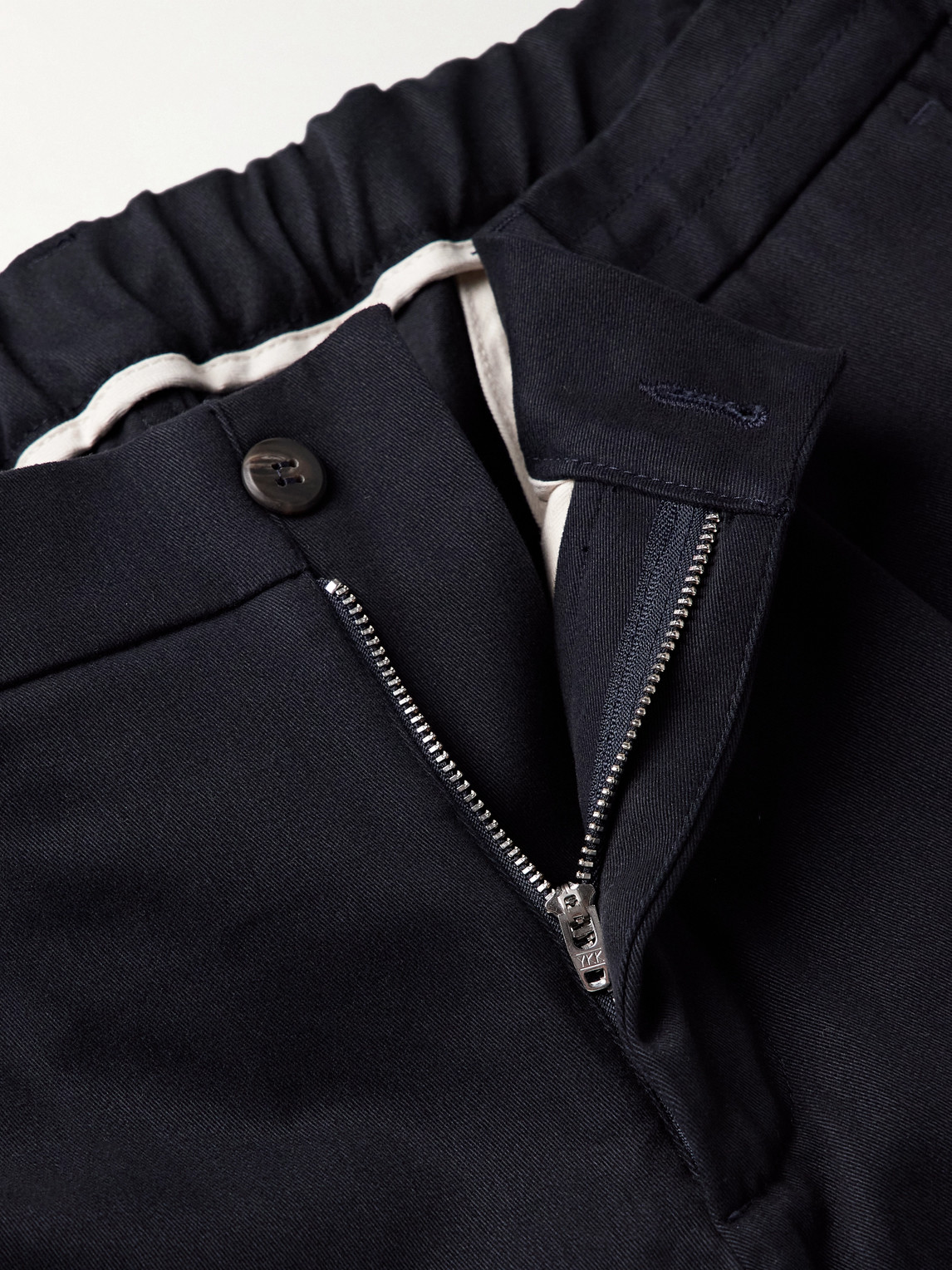 Eleventy Slim-fit Pleated Cotton-blend Twill Trousers In Black