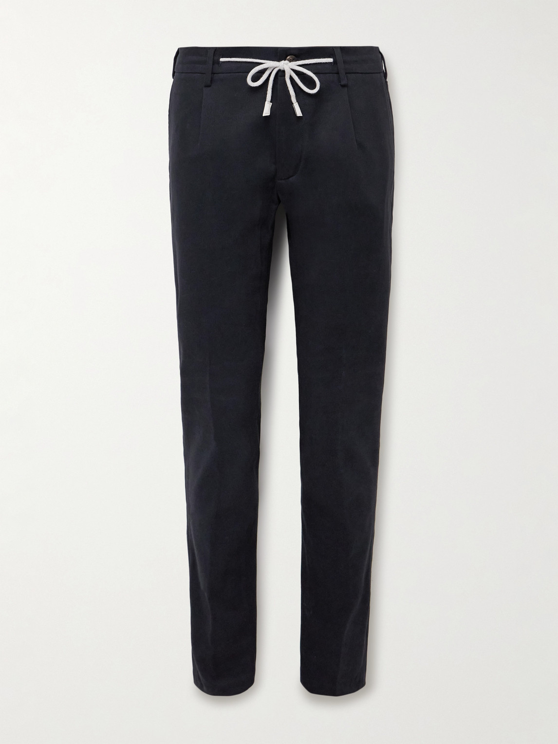 ELEVENTY Slim-Fit Pleated Cotton-Blend Twill Trousers - Men