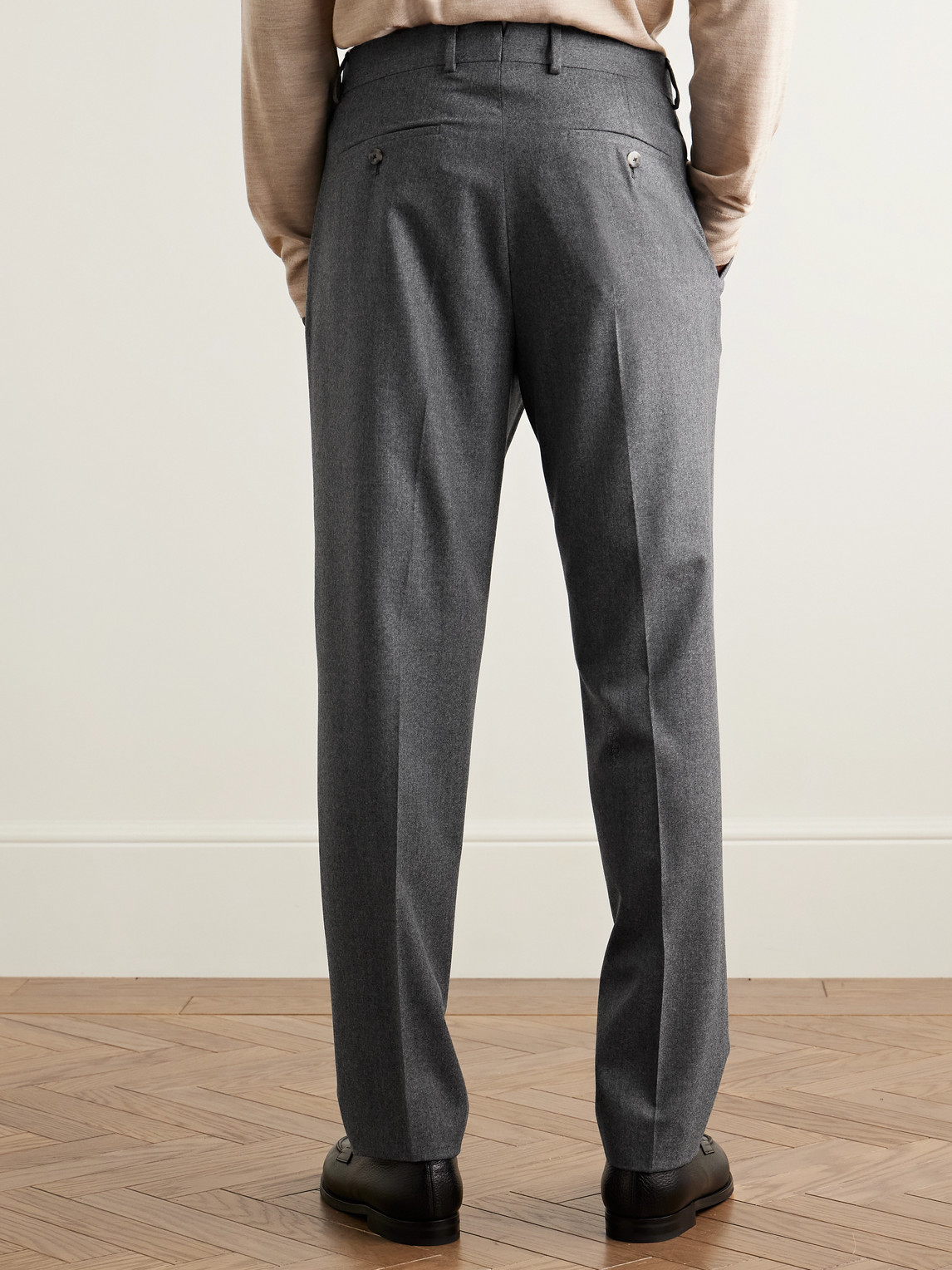 Caruso Slim-fit Pleated Wool Trousers In Gray