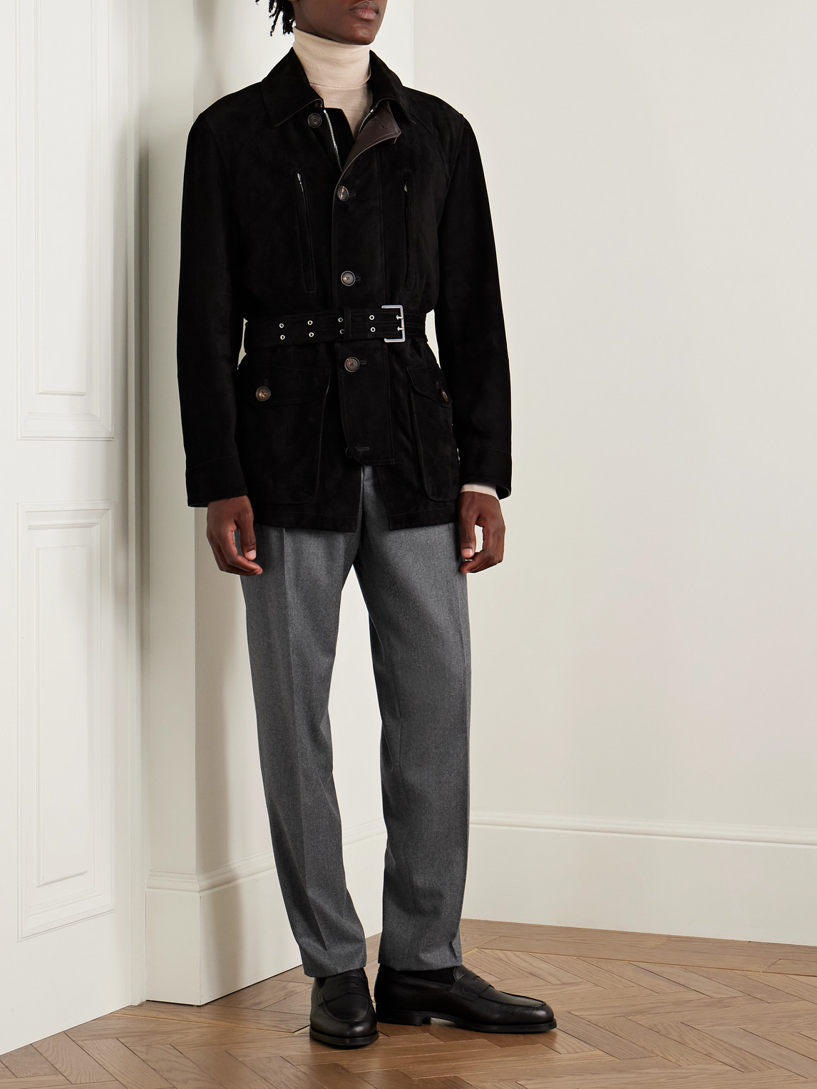 Caruso Slim-fit Pleated Wool Trousers In Gray