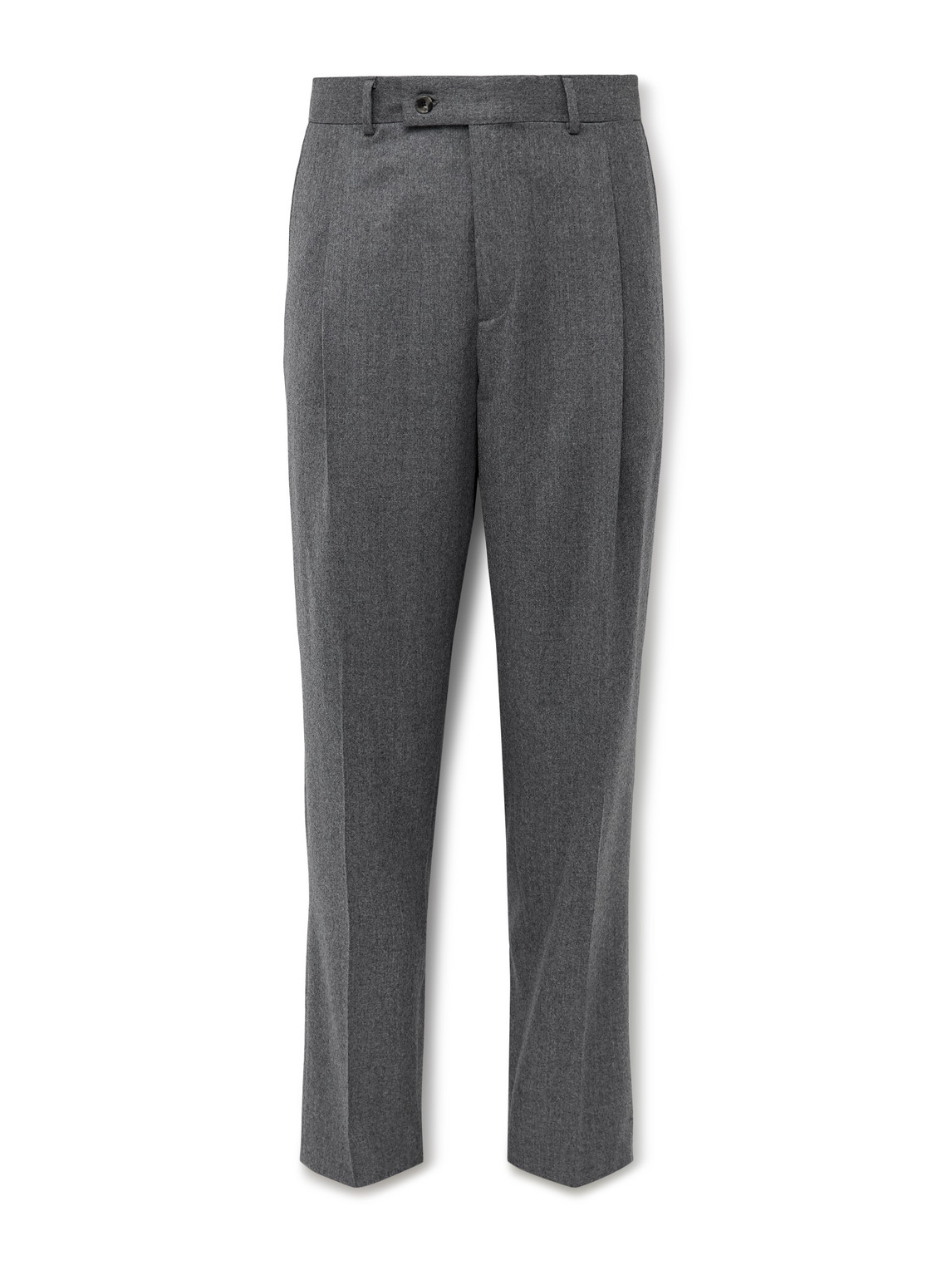 Caruso Slim-fit Pleated Wool Trousers In Gray