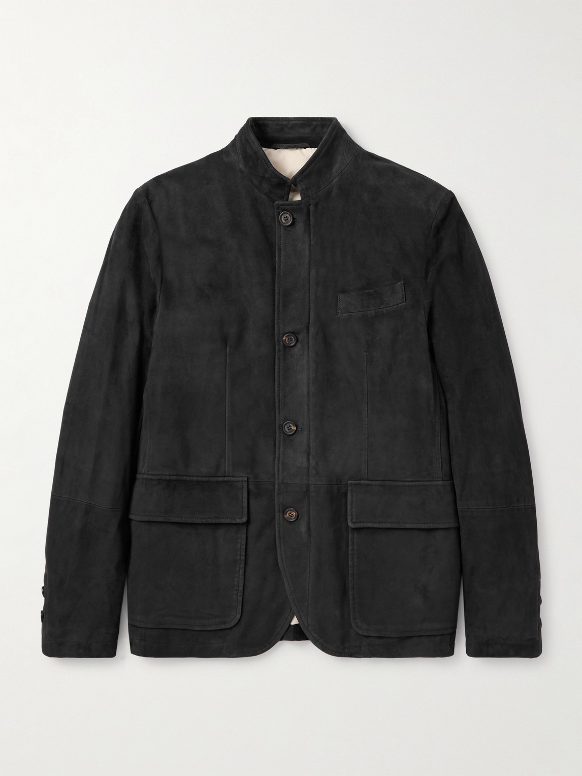 ELEVENTY Slim-Fit Nehru-Collar Padded Suede Down Jacket - Men