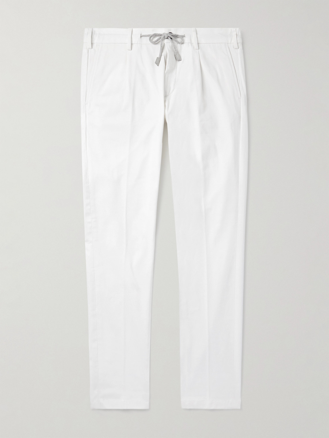 ELEVENTY Straight-Leg Pleated Cotton-Blend Twill Trousers - Men