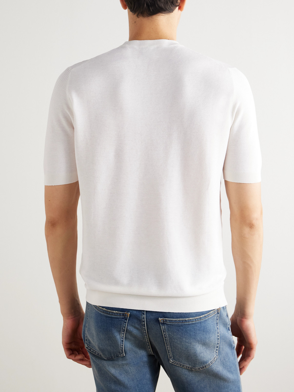 Slim-Fit Ribbed Cotton T-Shirt