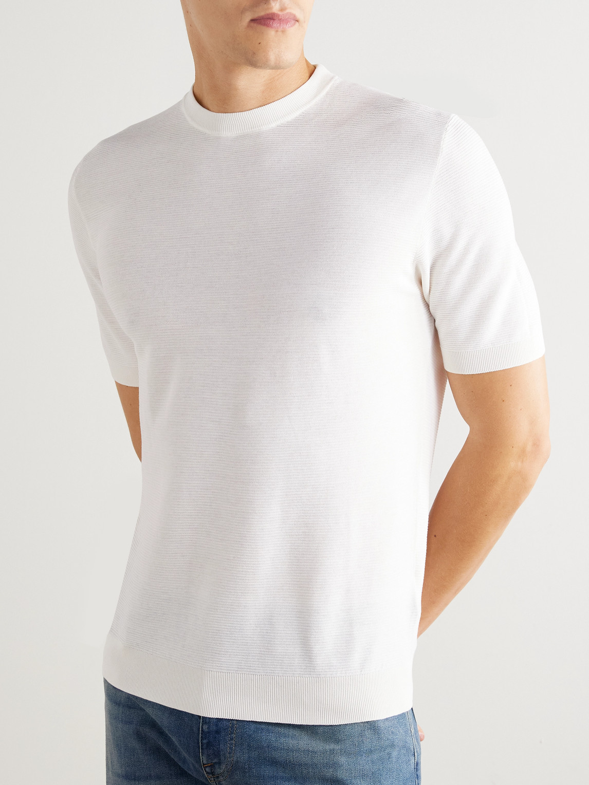 Slim-Fit Ribbed Cotton T-Shirt