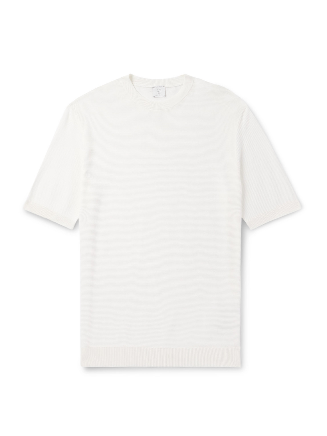 Eleventy Slim-fit Ribbed Cotton T-shirt In White