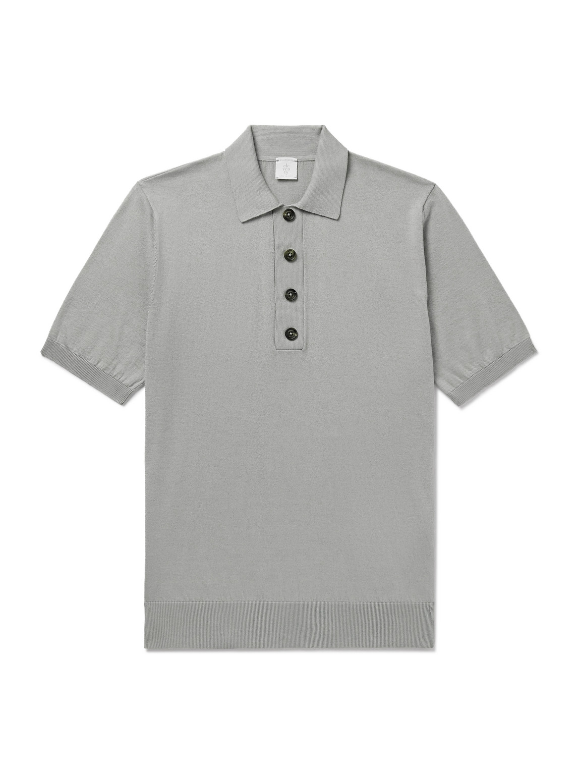 Eleventy Cotton And Cashmere-blend Polo Shirt In Gray