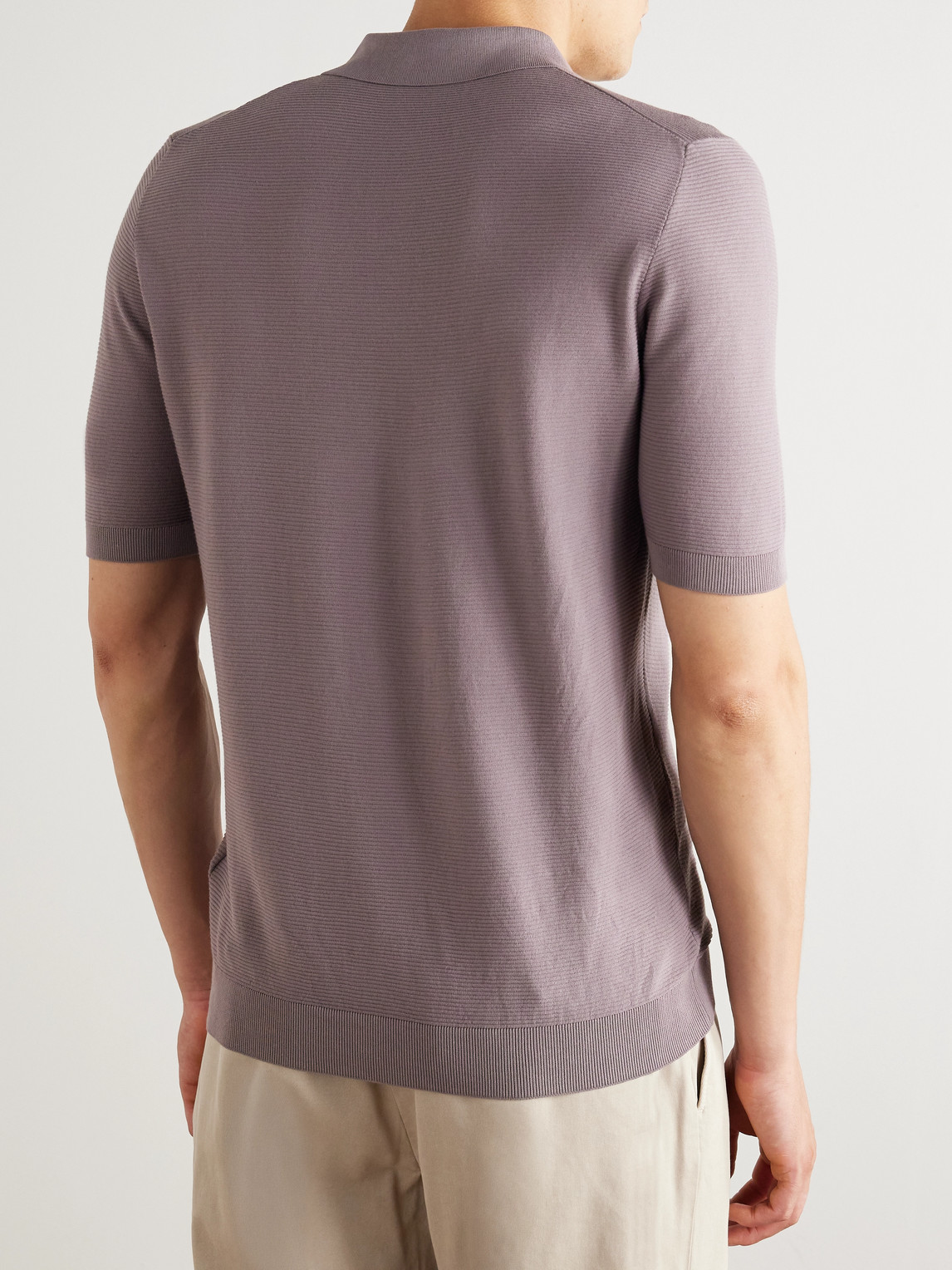 Slim-Fit Ribbed Cotton Polo Shirt