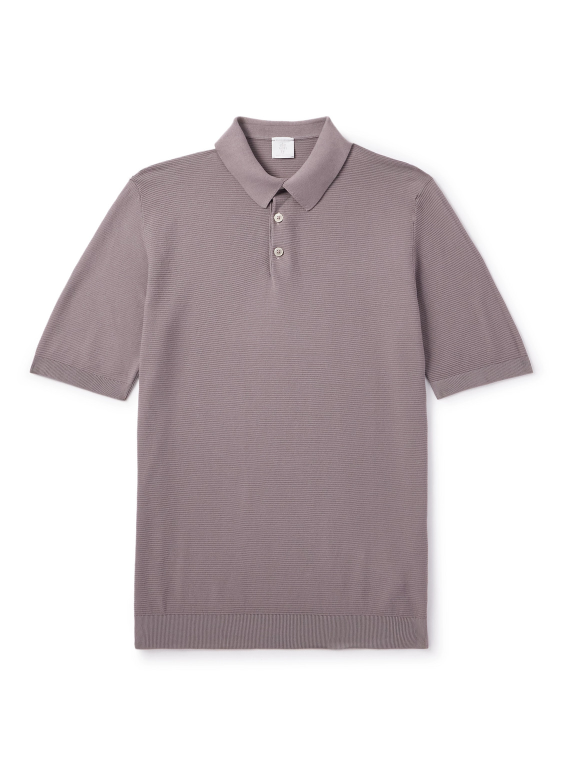 Eleventy Slim-fit Ribbed Cotton Polo Shirt In Gray