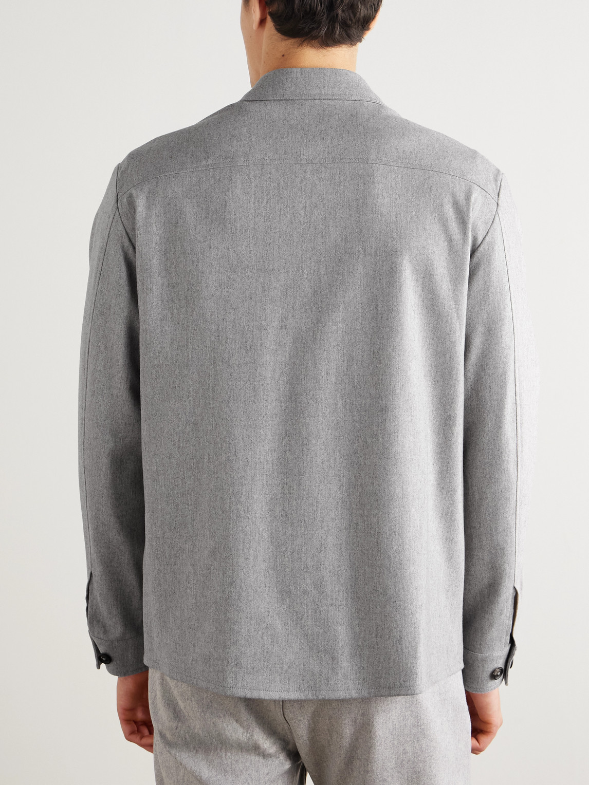 Eleventy Wool-blend Overshirt In Gray