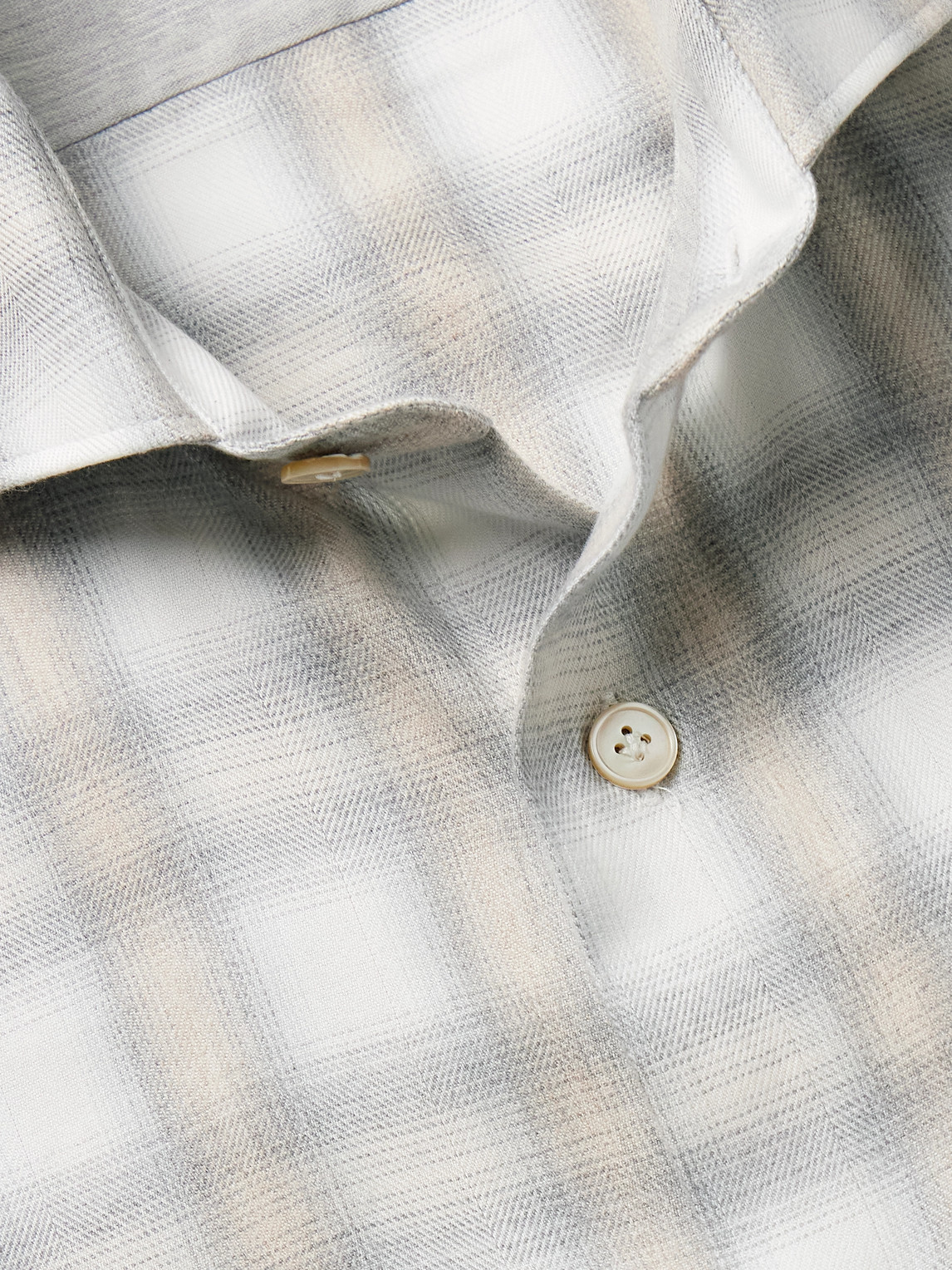 Eleventy Checked Cotton And Lyocell-blend Flannel Shirt In Neutral