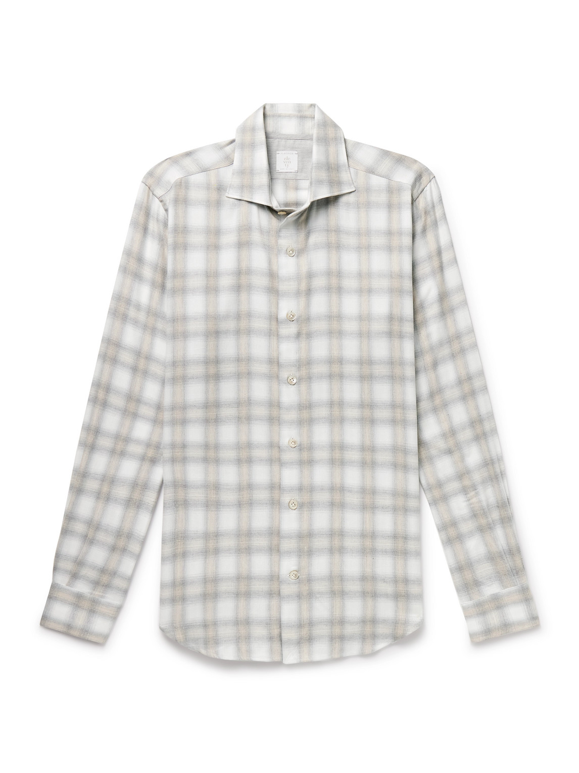 Eleventy Checked Cotton And Lyocell-blend Flannel Shirt In Neutral