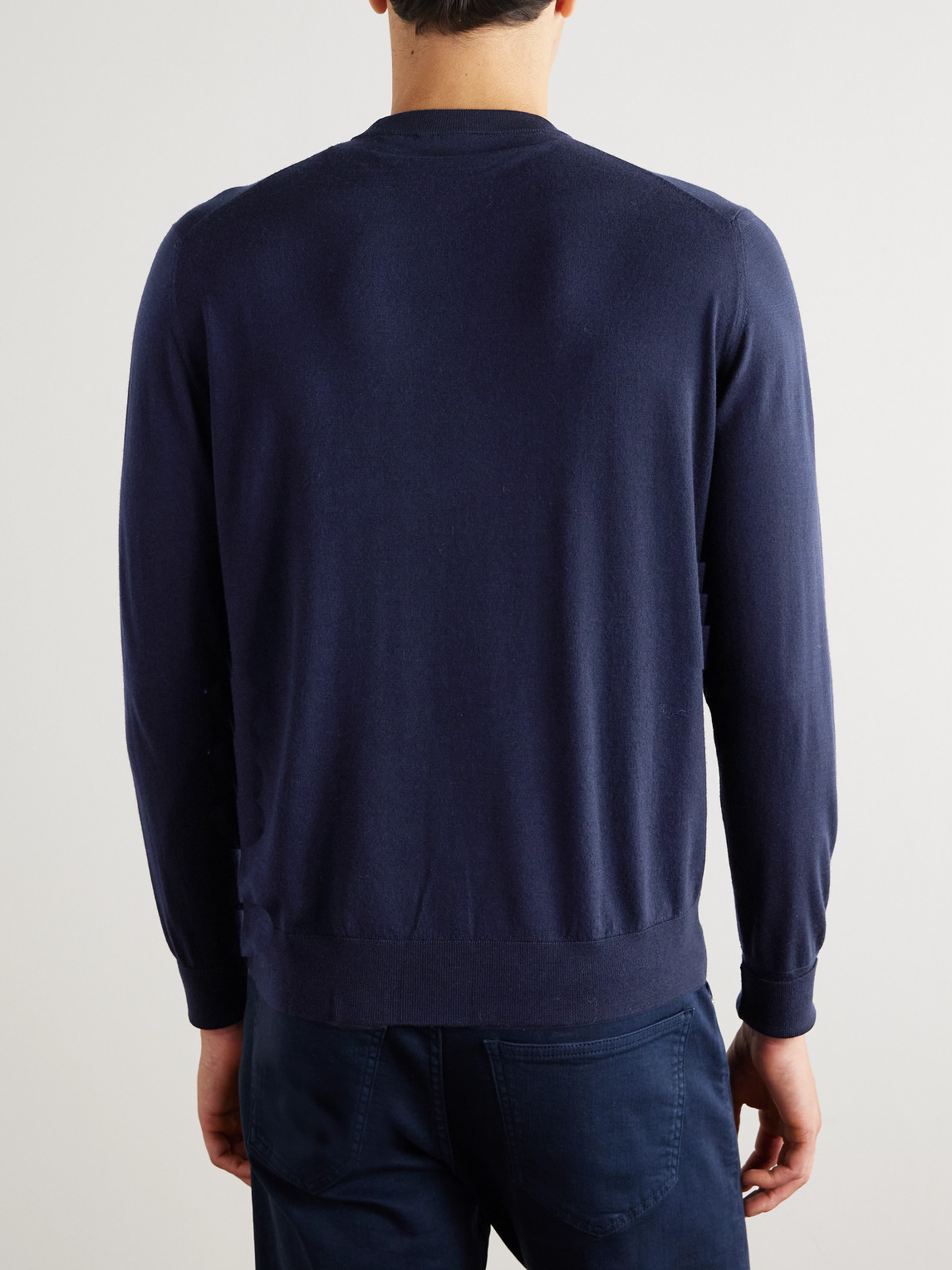 Eleventy Slim-fit Merino Wool Sweater In Blue