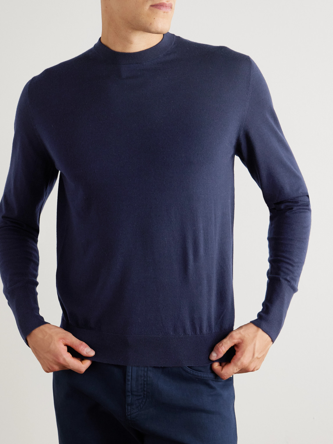 Eleventy Slim-fit Merino Wool Sweater In Blue