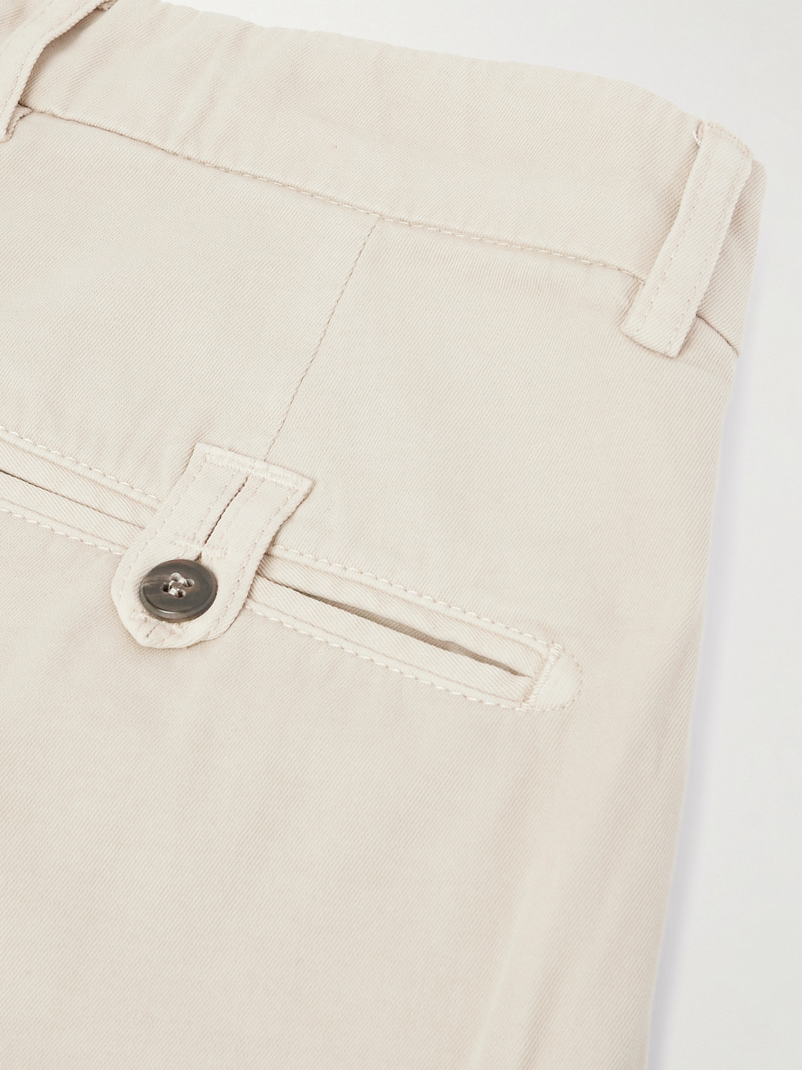 Eleventy Straight-leg Pleated Stretch Cotton And Lyocell-blend Trousers In Neutral