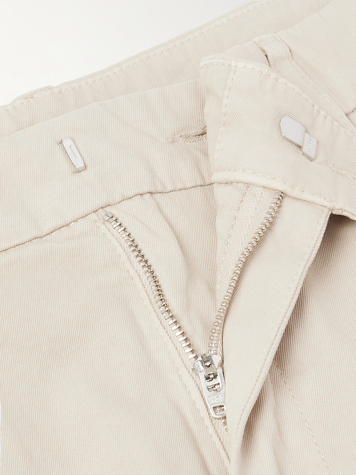 Eleventy Straight-leg Pleated Stretch Cotton And Lyocell-blend Trousers In Neutral