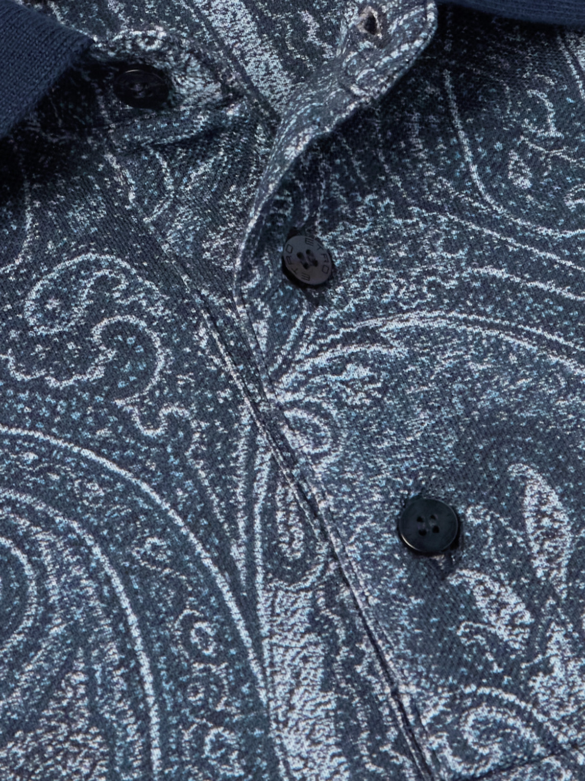 Etro Printed Cotton Polo In Gray