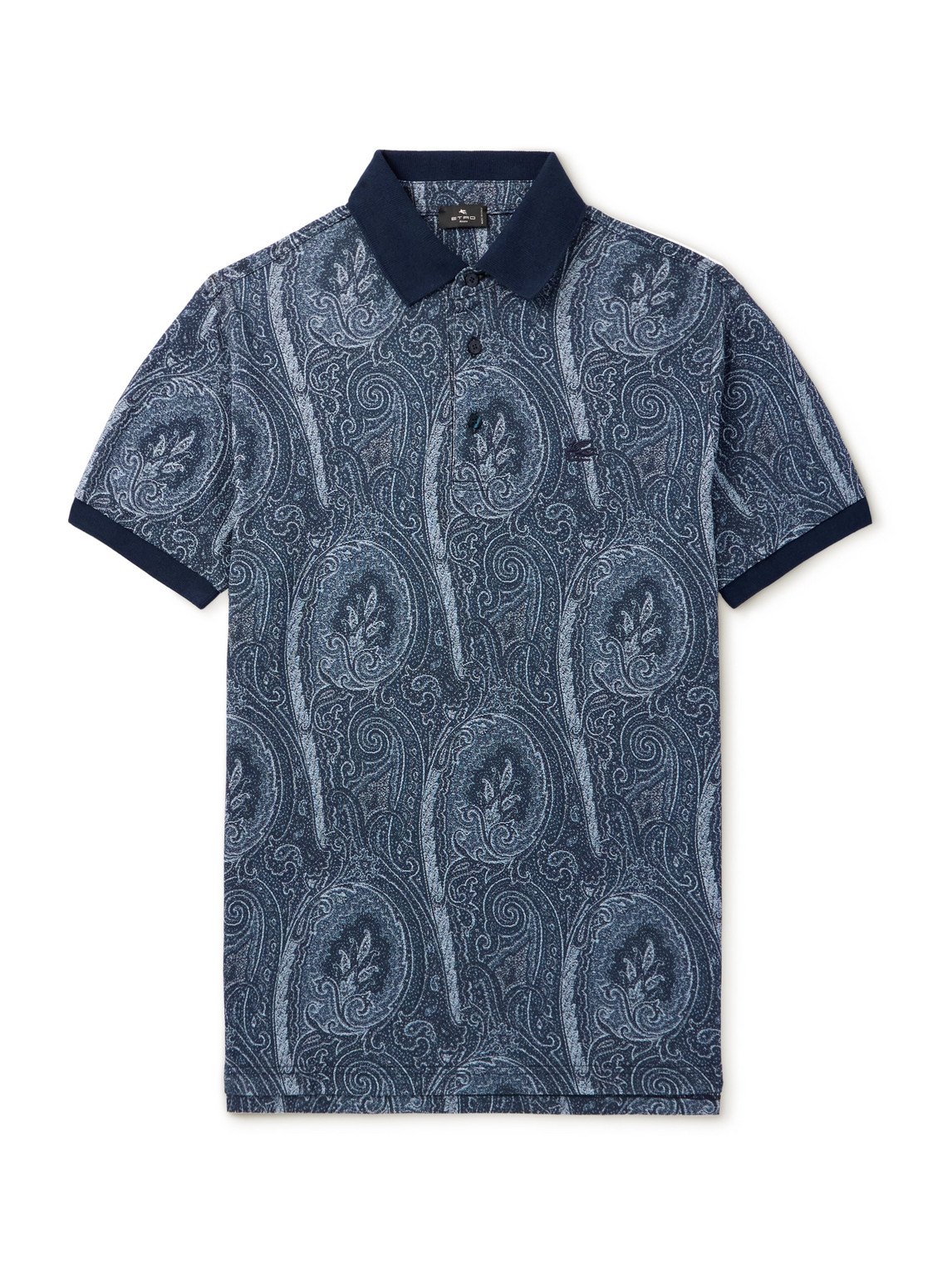 Etro Printed Cotton Polo In Gray