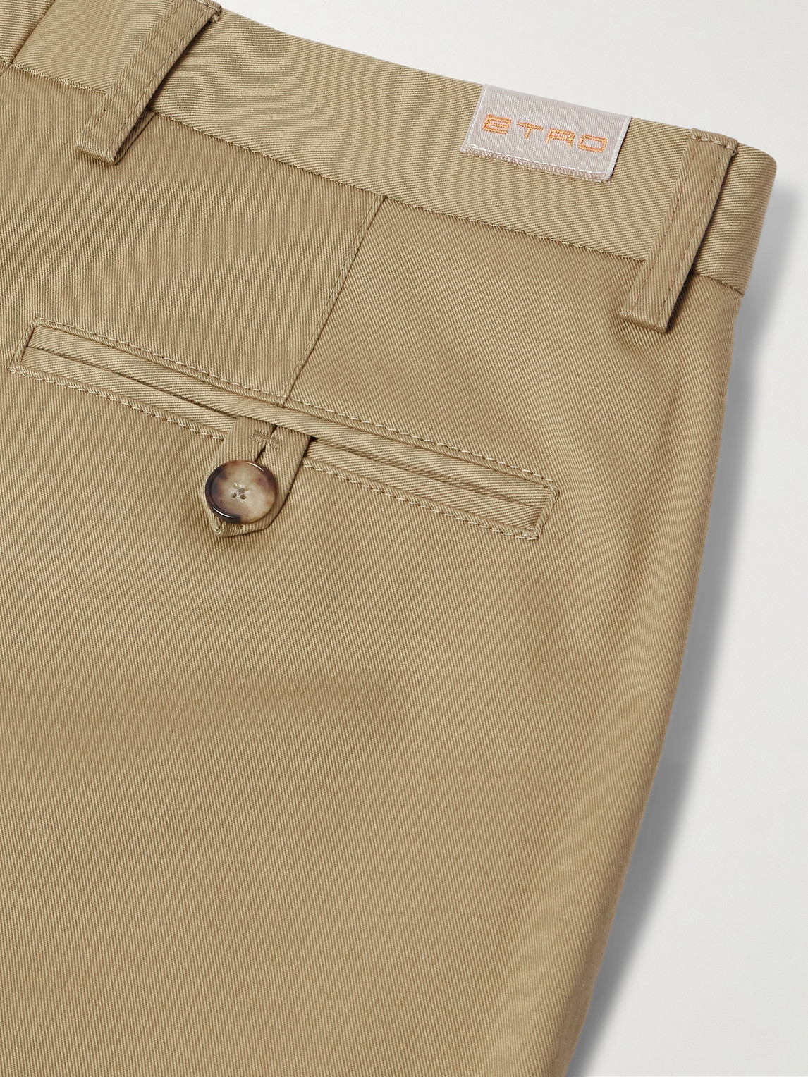 Etro Roma Slim-fit Straight-leg Stretch-cotton Twill Trousers In Neutral