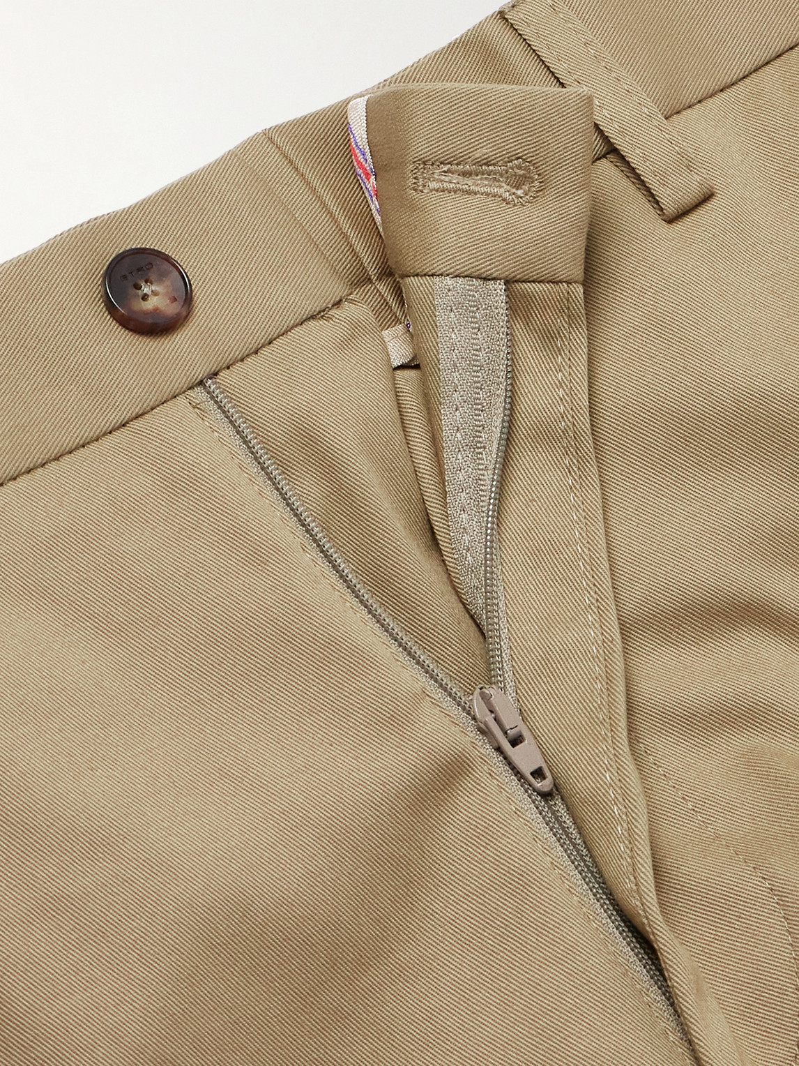 Etro Roma Slim-fit Straight-leg Stretch-cotton Twill Trousers In Neutral