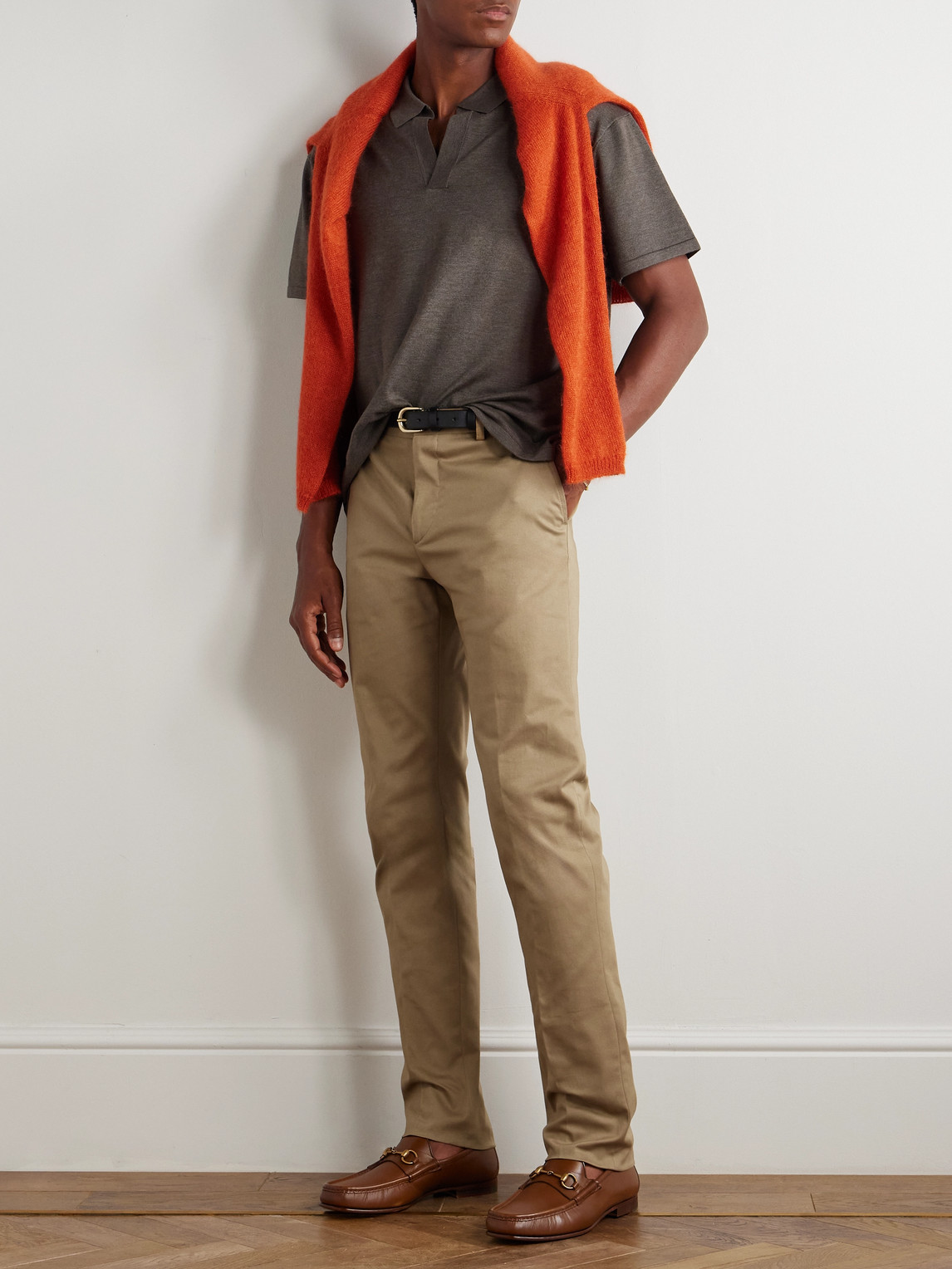 Etro Roma Slim-fit Straight-leg Stretch-cotton Twill Trousers In Neutral