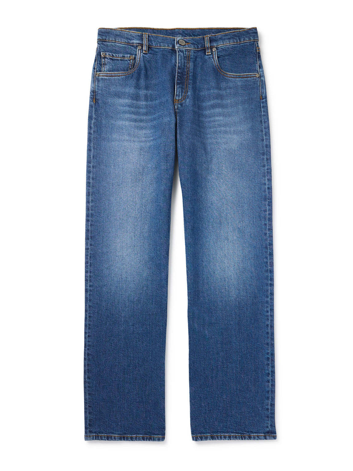 Etro Straight-leg Logo-embroidered Jeans In Blue