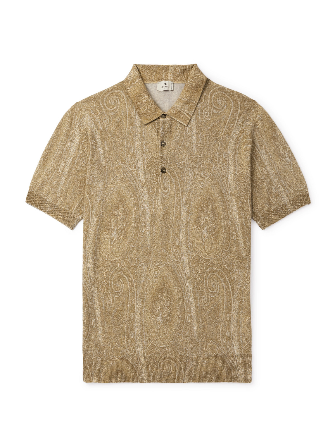 Etro Slim-fit Paisley-print Silk And Cashmere-blend Polo Shirt In Brown