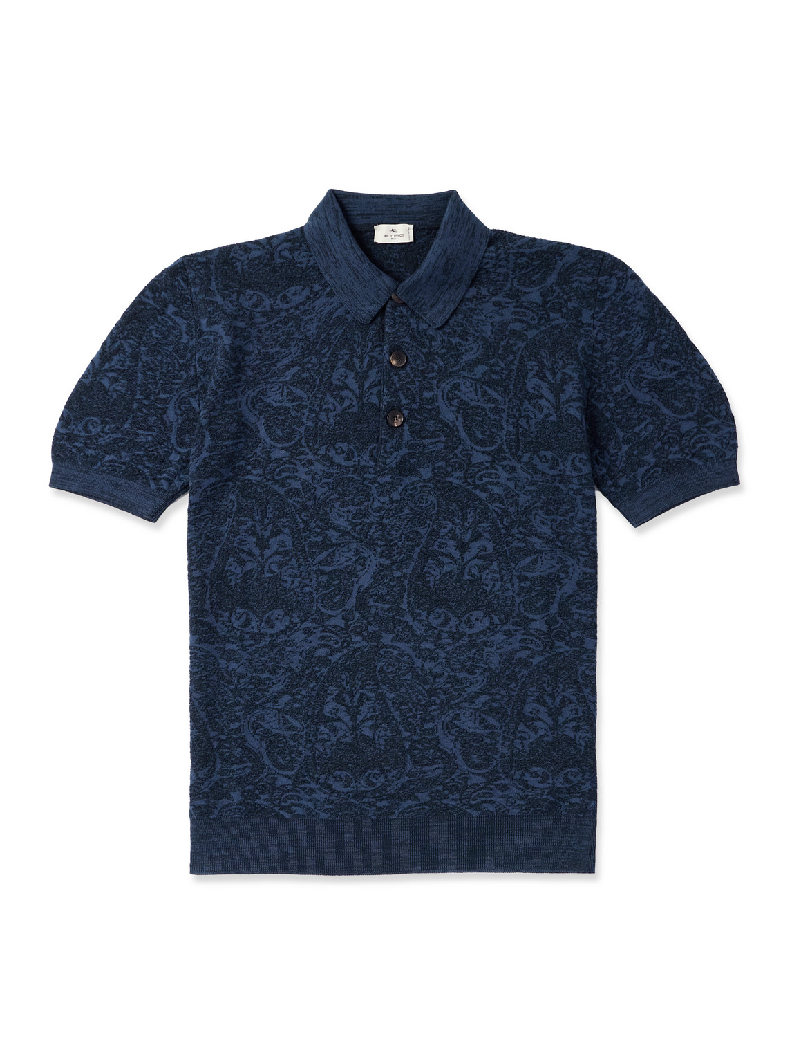 Slim-Fit Paisley-Jacquard Cotton-Blend Polo Shirt