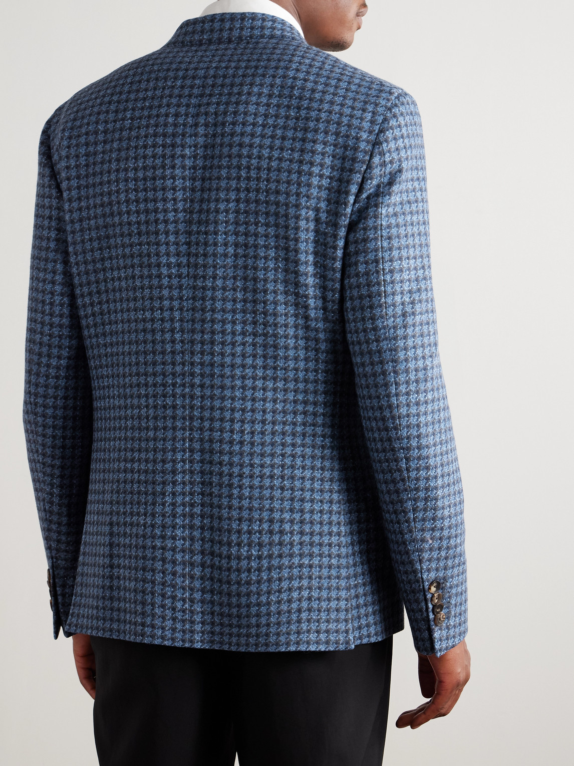 Etro Houndstooth Single-breasted Jacket In Blue