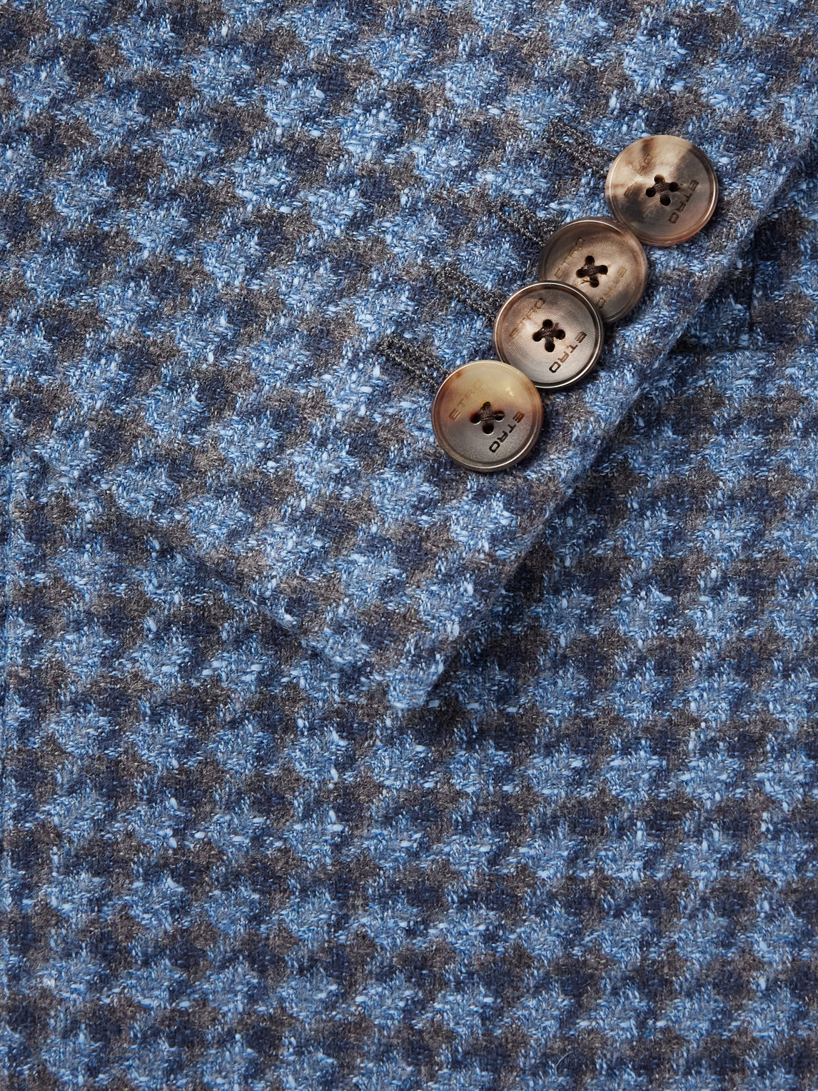 Etro Houndstooth Single-breasted Jacket In Blue