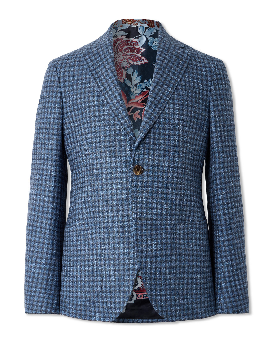 Etro Houndstooth Single-breasted Jacket In Blue