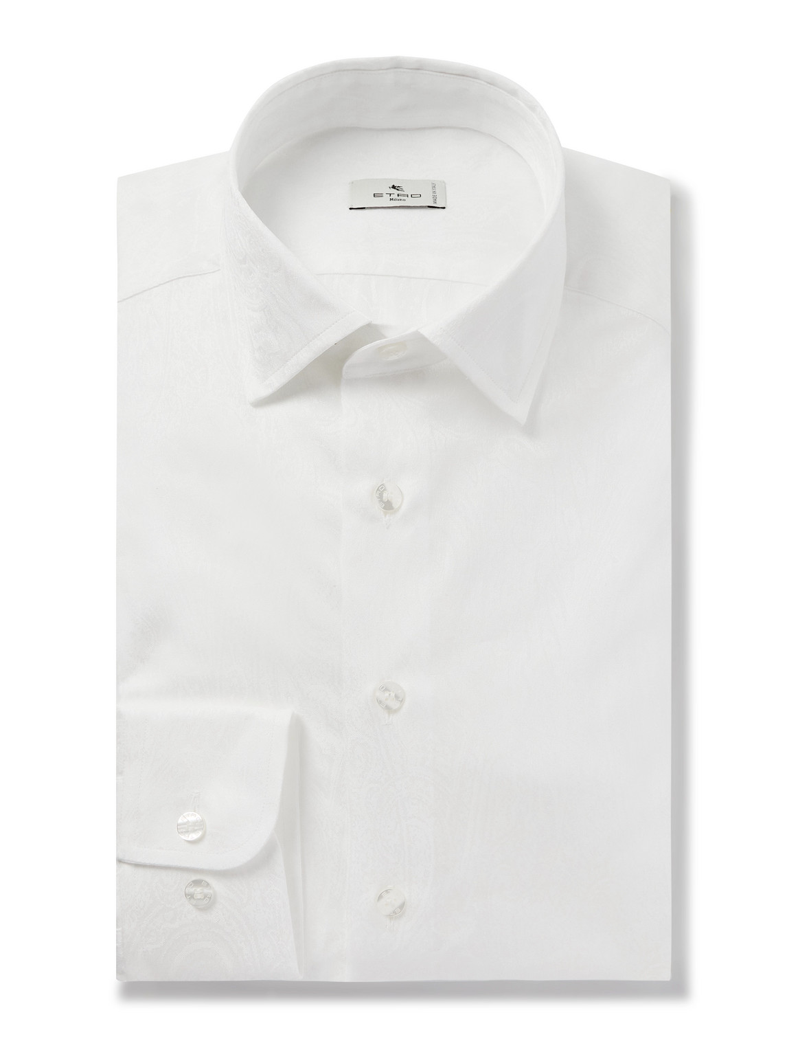 Roma Slim-Fit Cutaway-Collar Paisley-Jacquard Cotton Shirt