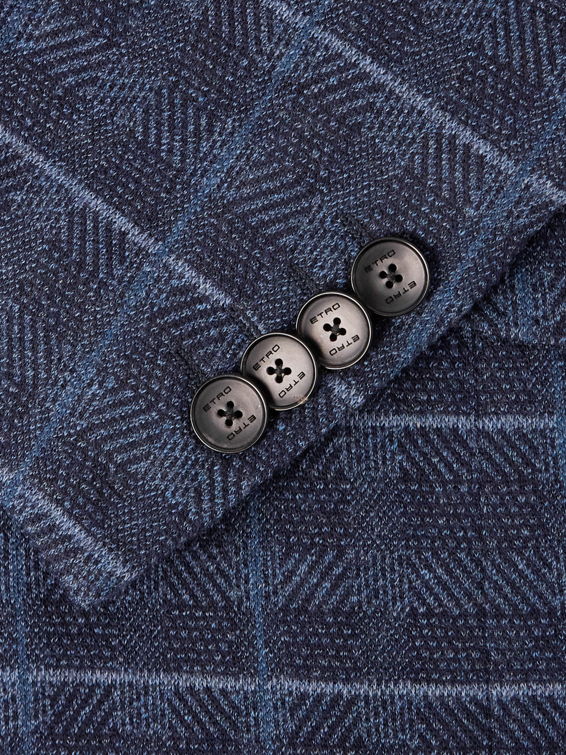 Etro Roma Slim-fit Checked Cotton-blend Blazer In Blue