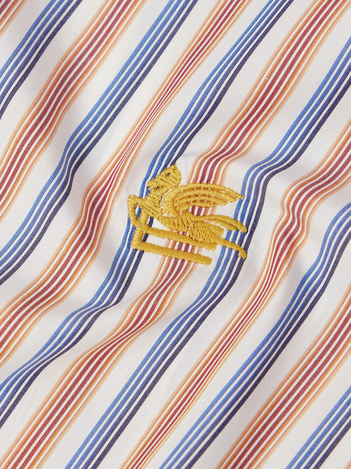 Etro Roma Slim-fit Button Down-collar Striped Linen-poplin Shirt In Gray