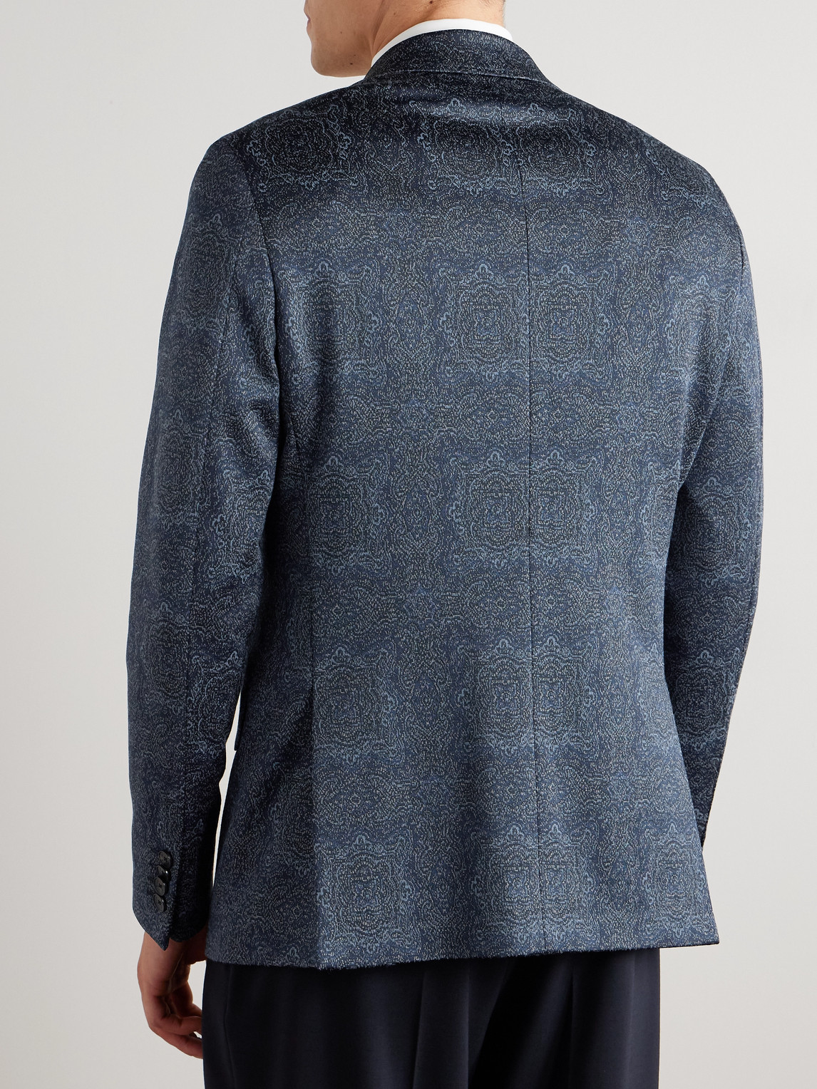 Etro Roma Slim-fit Jacquard Blazer In Blue