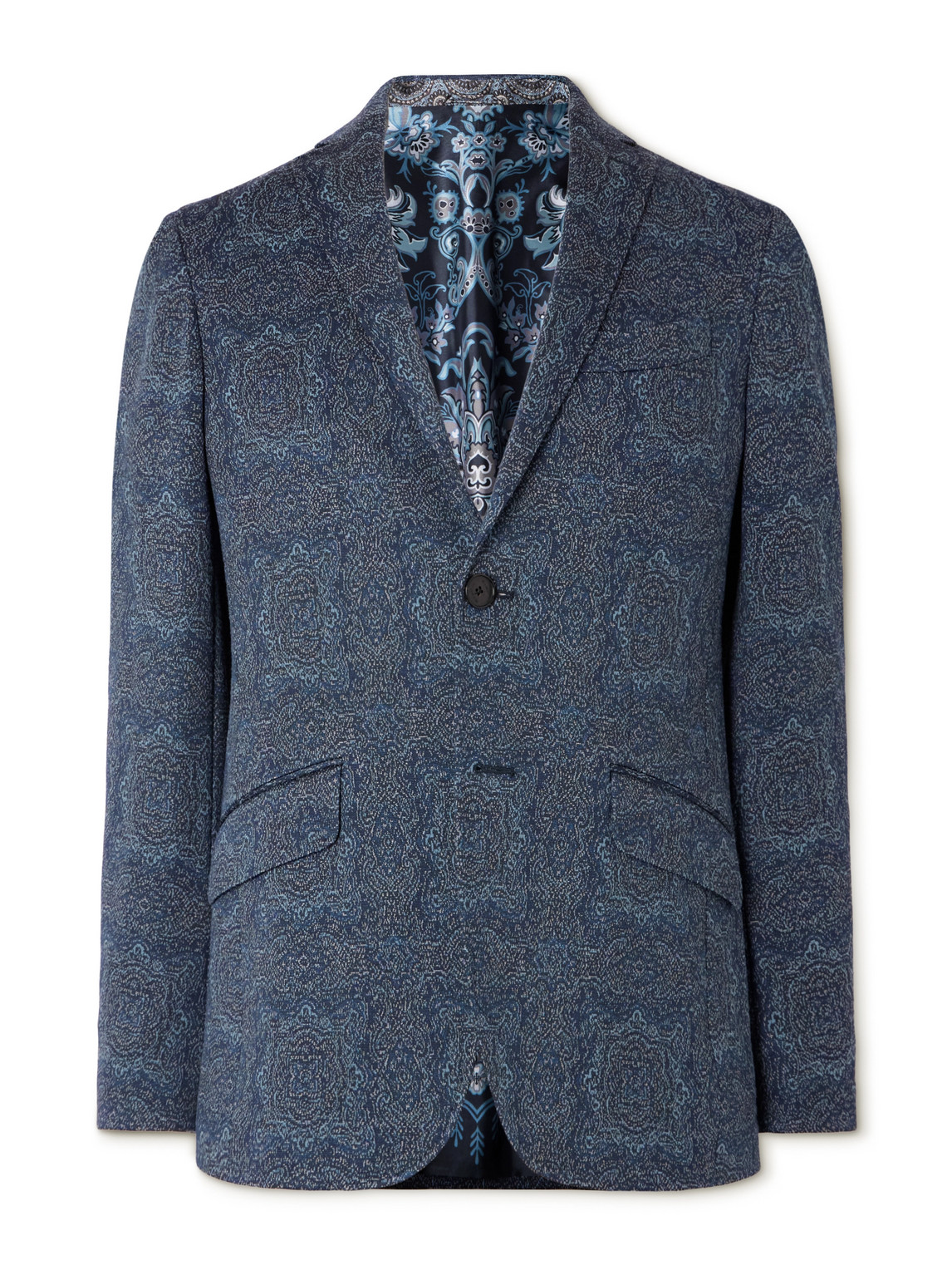 Etro Roma Slim-fit Jacquard Blazer In Blue
