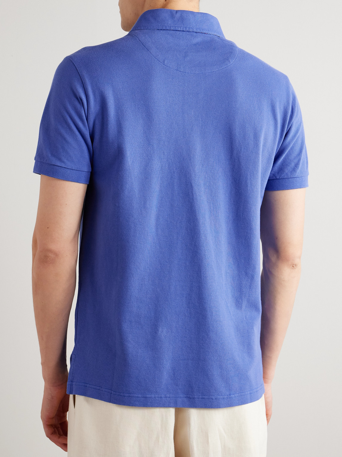 Etro Logo-embroidered Cotton-piqué Polo Shirt In Blue