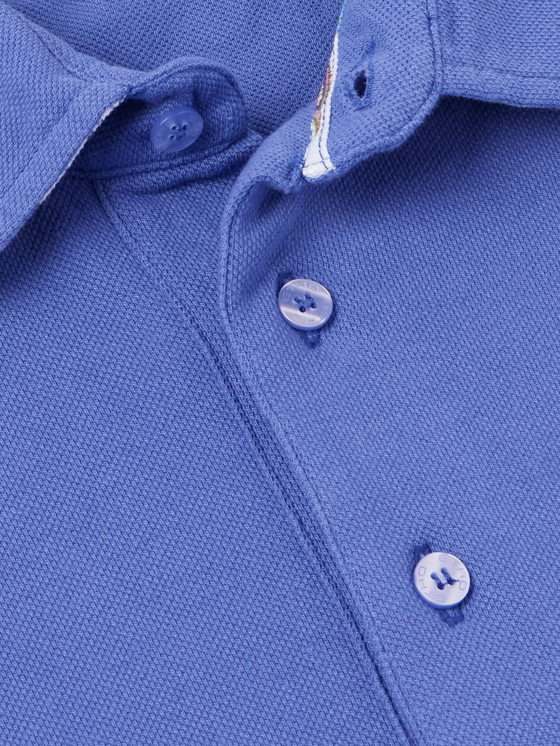 Etro Logo-embroidered Cotton-piqué Polo Shirt In Blue