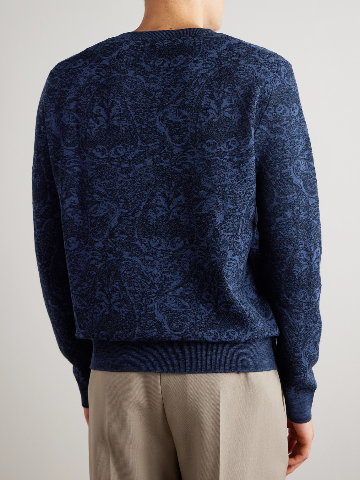 Etro Blue Sweater With Paisley Print In Cotton-wool Blend In Blue