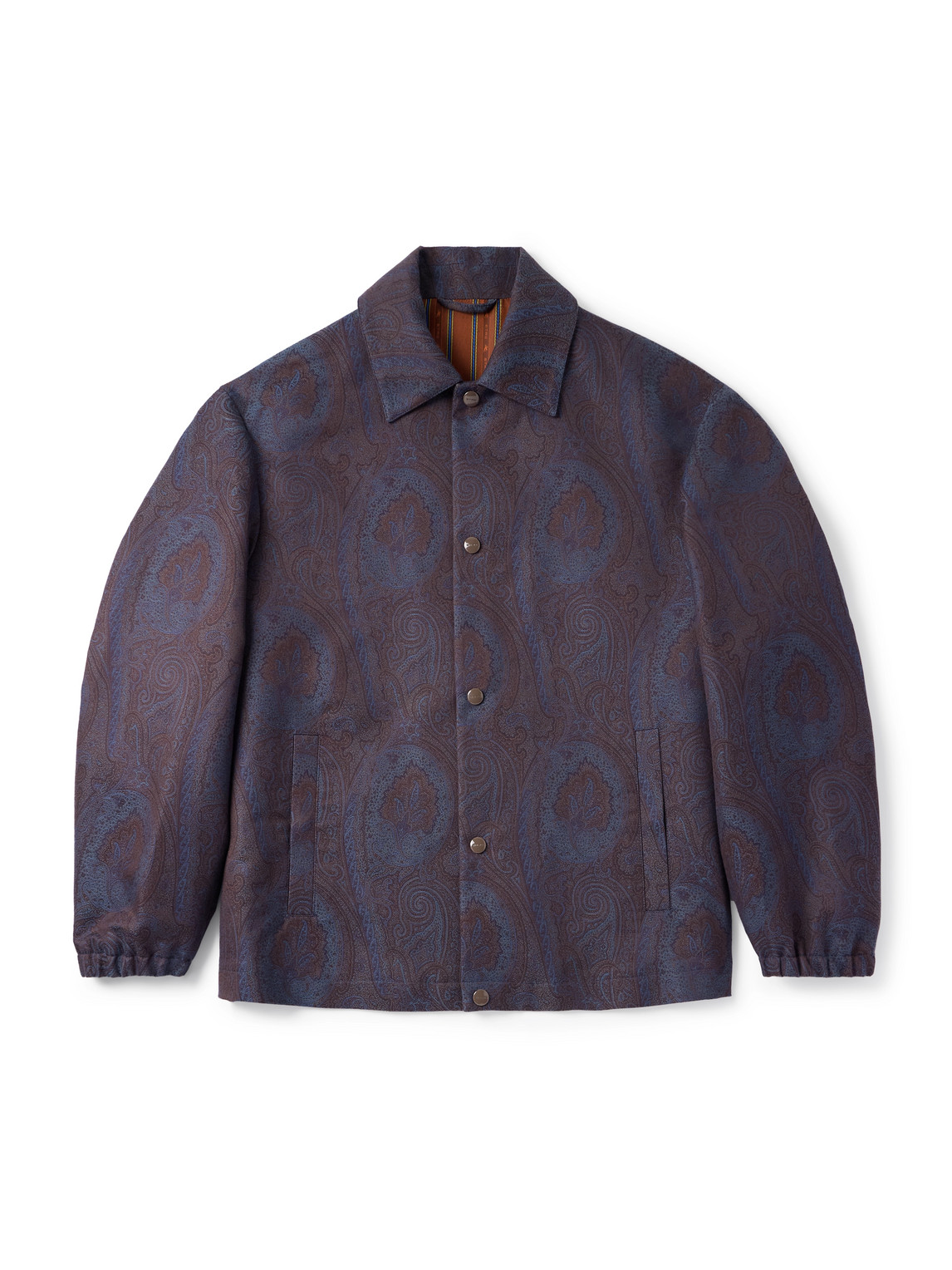 Etro Paisley-jacquard Cotton-blend Overshirt In Blue