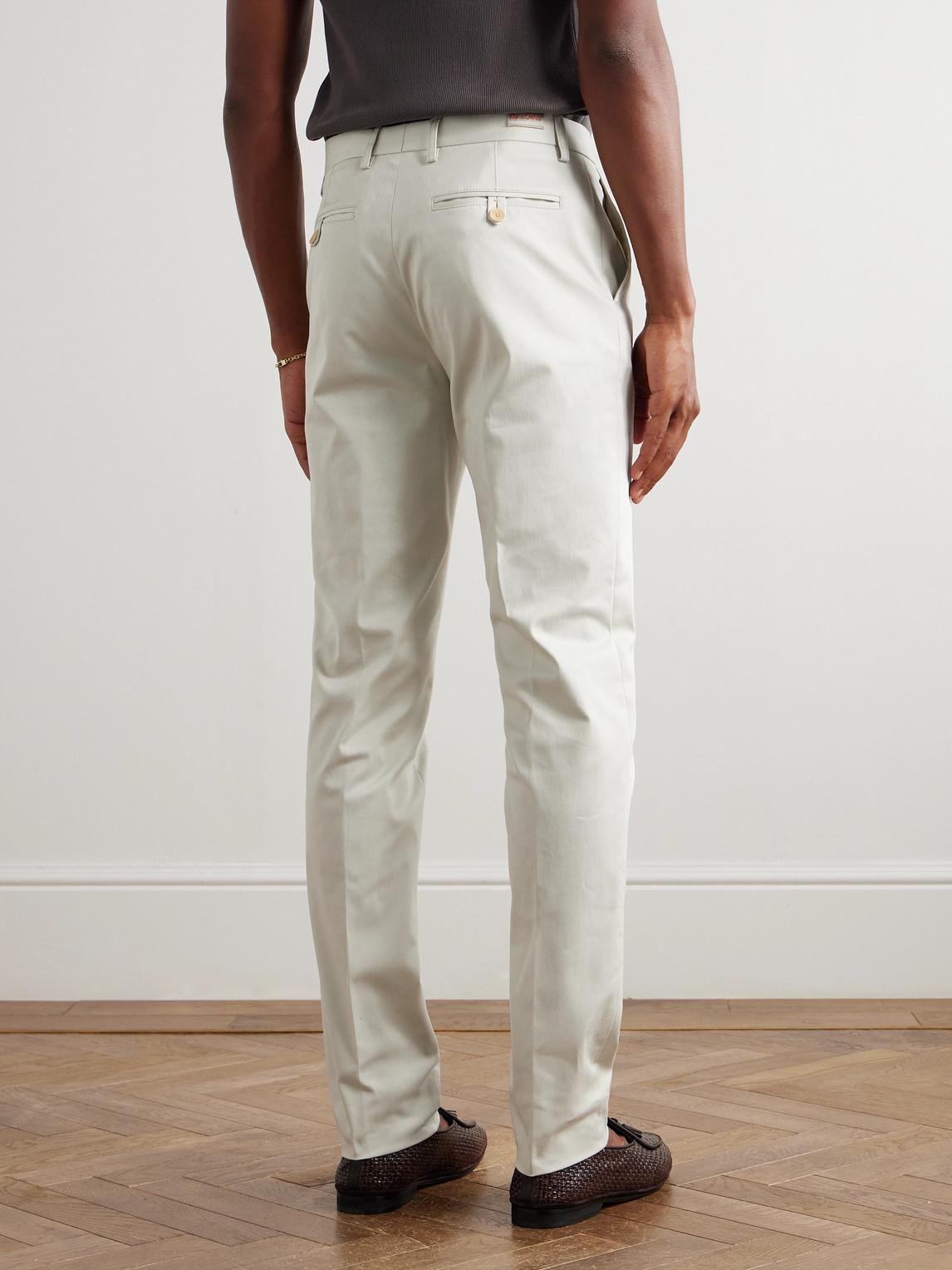 Etro Roma Slim-fit Straight-leg Stretch-cotton Twill Trousers In White