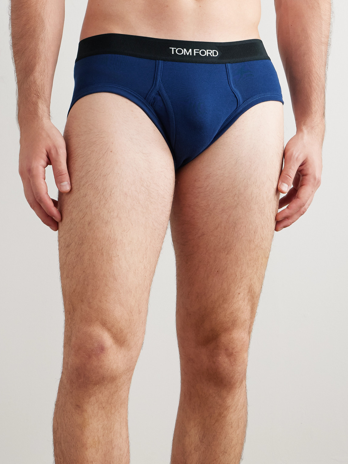 Tom Ford Stretch-cotton Briefs In Blue