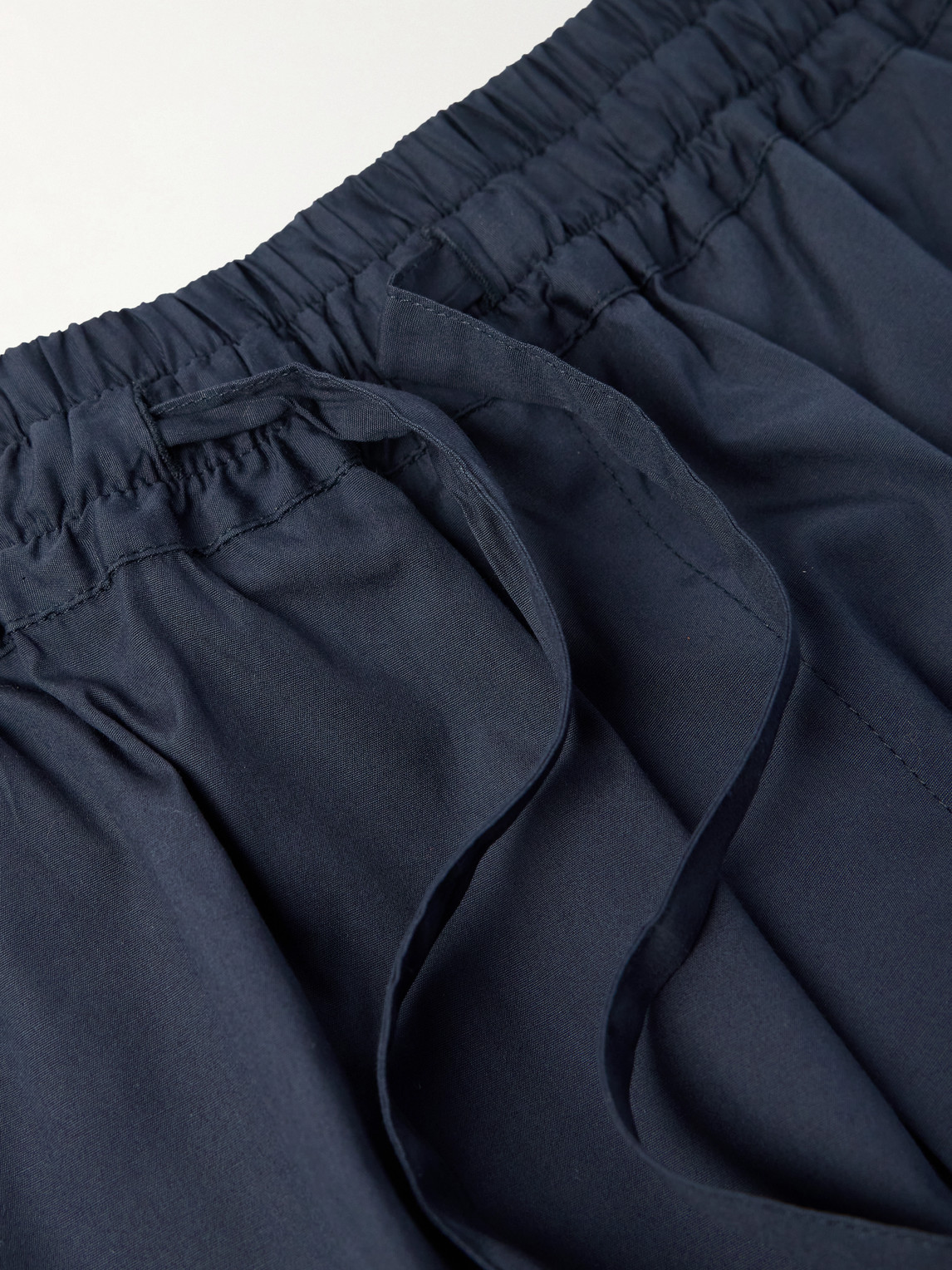 Umit Benan Julian Straight-leg Cotton And Silk-blend Drawstring Shorts In Blue