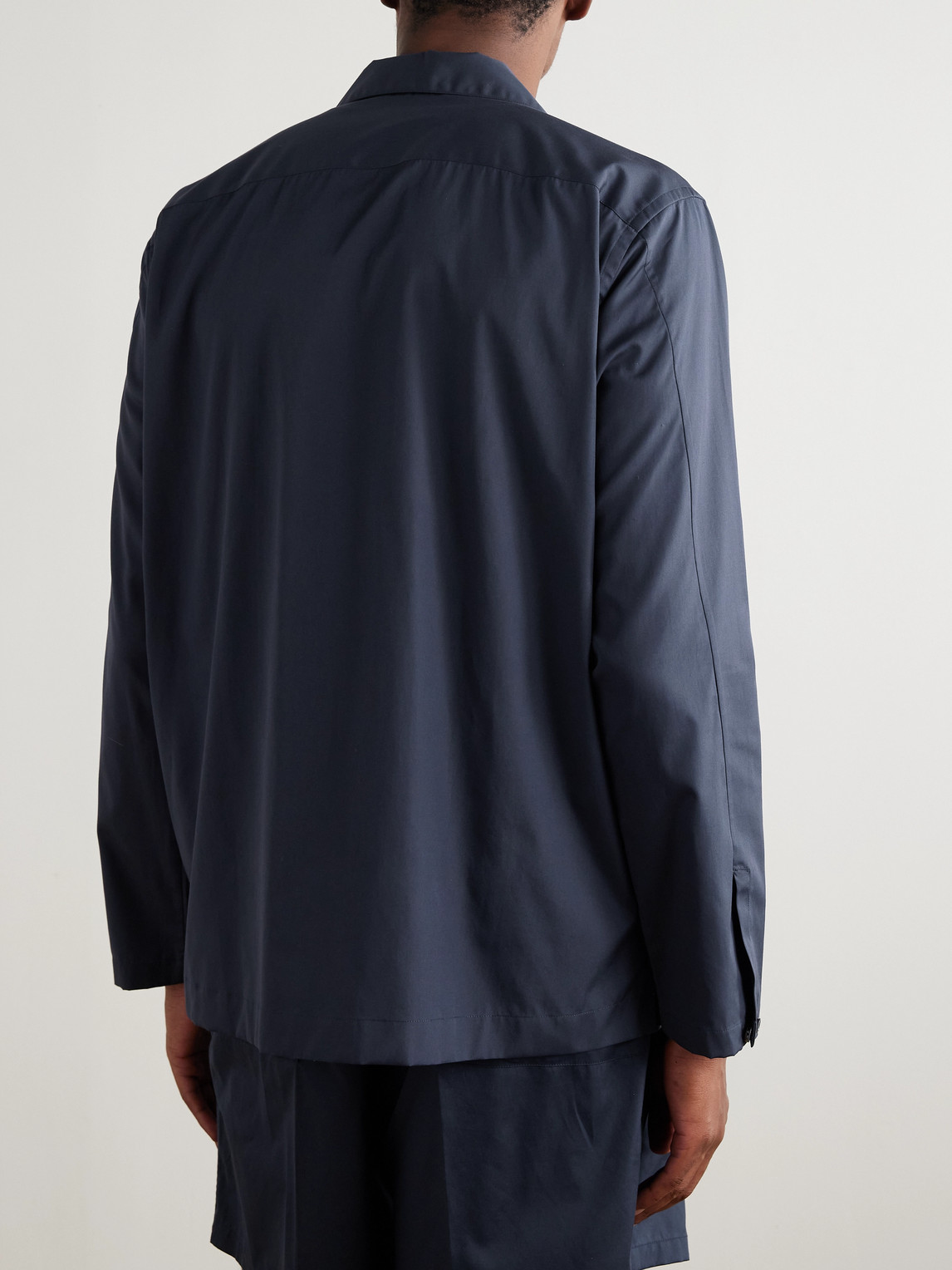 Umit Benan Havana Convertible-collar Cotton And Silk-blend Shirt In Blue