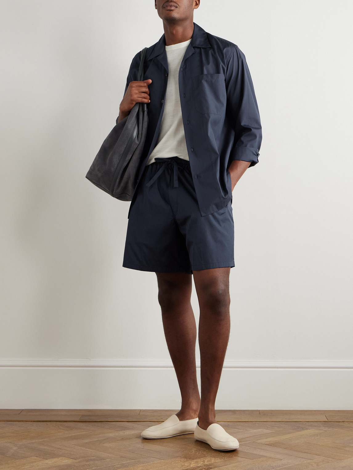 Umit Benan Havana Convertible-collar Cotton And Silk-blend Shirt In Blue